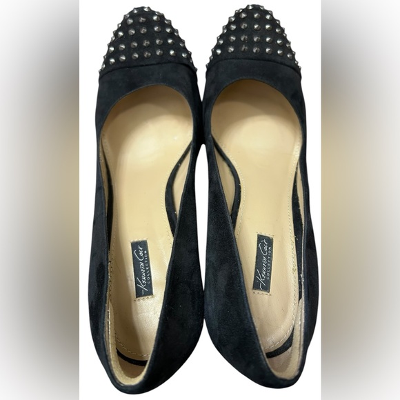 KENNETH COLE Studded Toe Suede Platform Heels In Black & Silver Sz 9.5✨LIKE NEW✨ - Picture 11 of 12